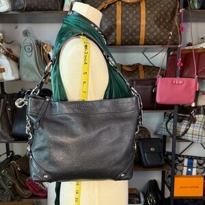 Coach Dark Gray/Black Leather Hobo Shoulder Bag